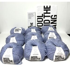 Wool and the Gang The One Merino Yarn Lot Lavender Purple w/ Needles 9 Skeins